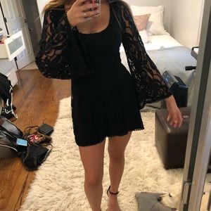 Black bell sleeve lacey dress